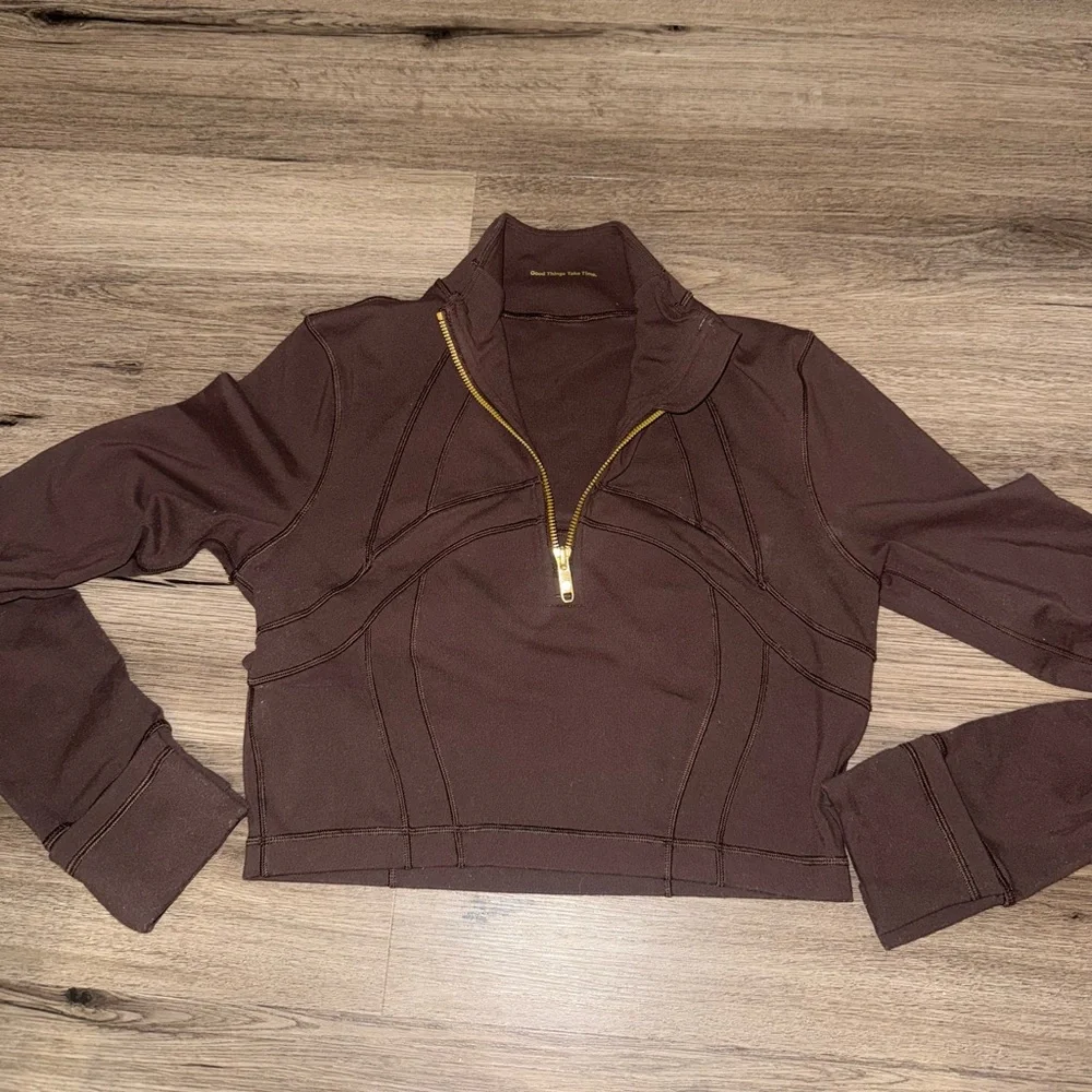 Lululemon Define Cropped Half-Zip Jacket | Color: ESPR / Brown | Size: 8 - Picture 2 of 7